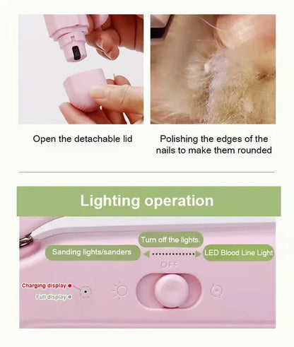 2 In 1 Pet Nail Clippers with Led Light Dog Cat Special Blood Line Scissors Multifunction Animals Paw Nail Trimmer Pet Supplies