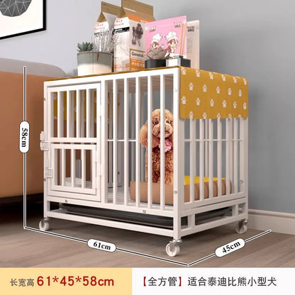 Heavy Duty Dog Cage Large Medium Pet Cage with Toilet Full Square Tube Indoor Dog House