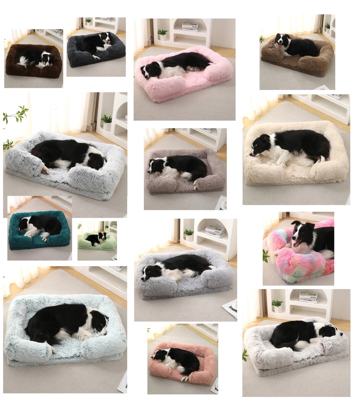 Half Surround Dog Bed Soft Square Pet Cat Sofa Full Filling Medium Pet Dog Kennel Plush Cat Cushion House
