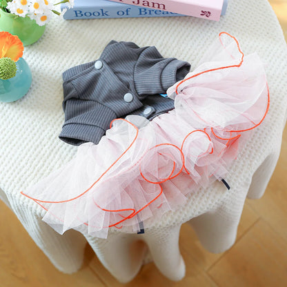 Fancy Bowtie Pet Dress For Dogs Spring Summer Puppy One Piece Apparel Girl Female Luxury  Formal Cat Wear Yorkshire Terrier Item