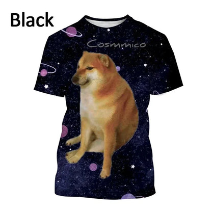 the GALAXY SPACE DOGS - Astronaut Dog Dogecoin Graphic T-Shirt for Men, Clothing Fashion Meme Cheems Fan T-Shirt, Casual 3D Shiba Inu Printing Tee Tops
