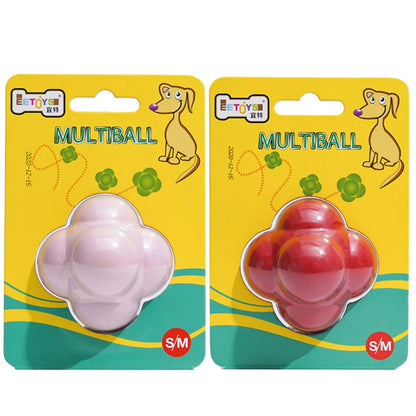 Rubber Solid Hexagonal Dog Ball - Interactive Chew Toy for Boredom Relief, Irregular Bounce for Fetch & Training