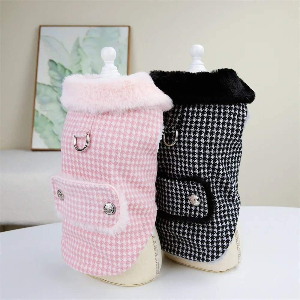New Pet Dog Cat Clothes Winter Fur Collar Small Dogs Puppy Coat Cotton Pet Jacket Outfits Clothing for Small Dog Outfits