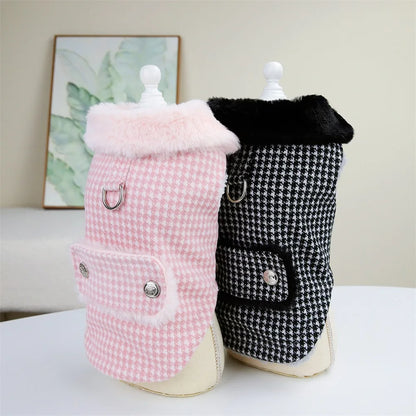 New Pet Dog Cat Clothes Winter Fur Collar Small Dogs Puppy Coat Cotton Pet Jacket Outfits Clothing for Small Dog Outfits