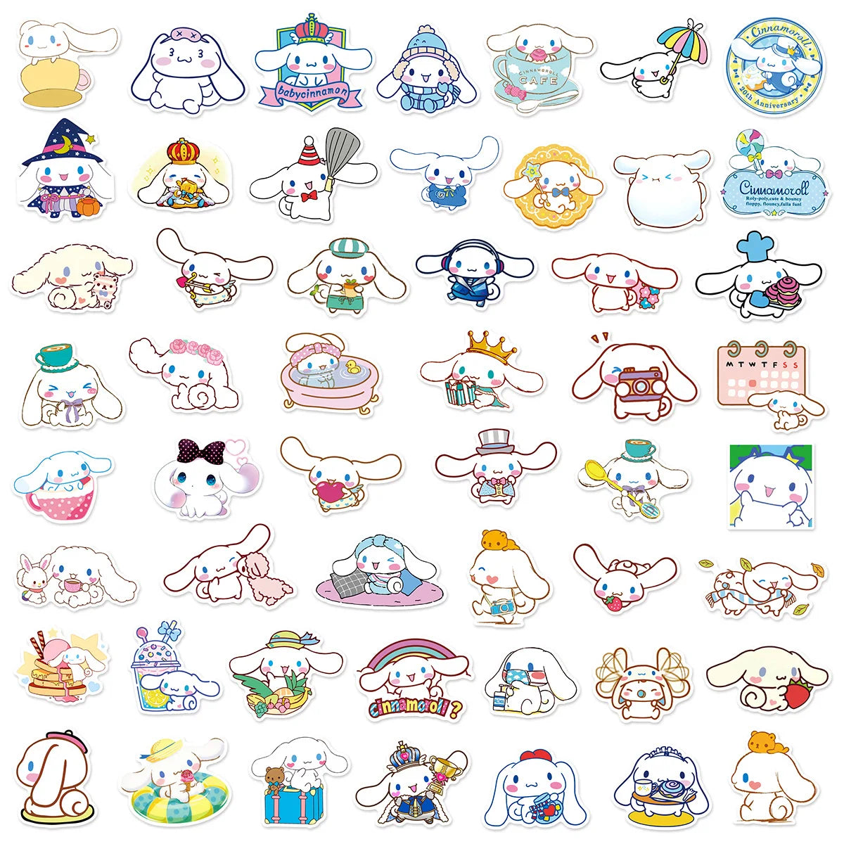 50PCS Cartoon Cinnamoroll Cute Dog Graffiti Stickers Motorcycle Luggage Water Cup Guitar Waterproof Stickers