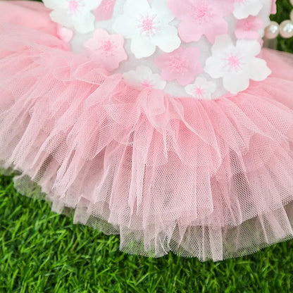 Lace Chiffon Dress for Small Dog Floral Dress Party Birthday Puppy Wedding Dress Summer Cute Costume Clothes for Pet Dogs Cat