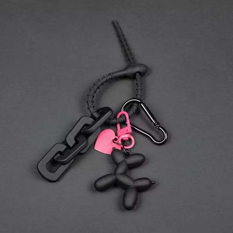 Y2k Cute Punk Cartoon Black Balloon Dog Keychains for Girls Sweet Ins Style Couple Car Key Chains Jewelry Gift Decoration new