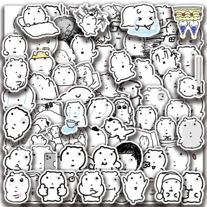 72 Sheets Swollen Eye Cat Stickers Black Sketch Cute Animal Water Cup Computer Mobile Phone Decoration Waterproof Stickers