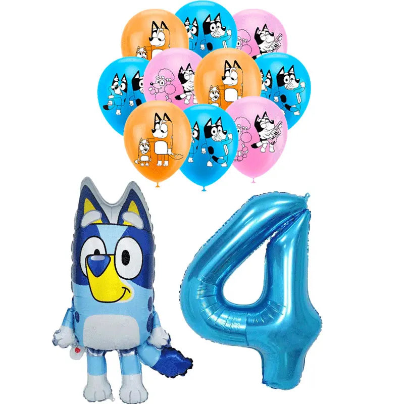Cartoon Blue Dog Birthday Bluey Birthday Decoration Set Blueys Cups Banner Straws Bluey Balloons Set Kid Toy Gift Party Supplies