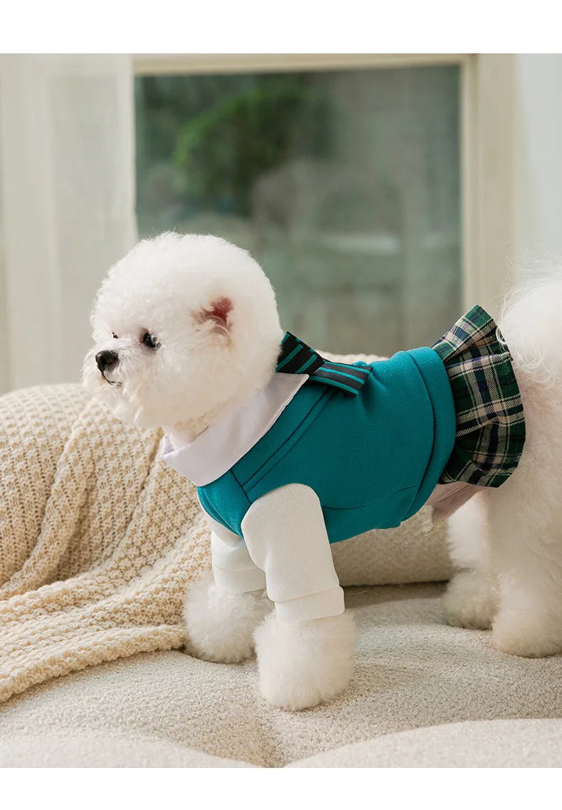 Pet Clothing JK Sweater Dress Corgi Chihuahua Princess Kwaii Dress Jk Cotton Dog Fancy Clothes Costume Comfortable Cat Clothes