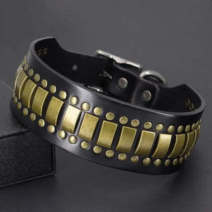 the STUD & SPARK ELITE COLLAR - Luxurious Dog Real Leather Collar, Cool Spiked Studded Pet Collars, Jeweled Leather Dogs Collars, Necklace for Pet Show, Bulldog