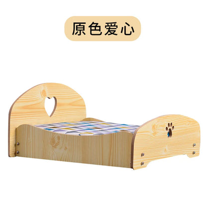 Removable Washable Four-season Universal Princess Nest Pet Dog Wooden Bed with Cushion Nest Teddy Medium and Small Dog Cat Bed