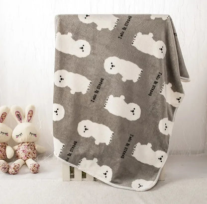 100x75cm Warm Pet Beds Cover Mat Thickened Coral Fleece Dog Blanket Soft BullDog Printed Quilt  Pet Sleeping Blanket Pet Mat