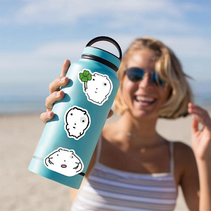 72 Sheets Swollen Eye Cat Stickers Black Sketch Cute Animal Water Cup Computer Mobile Phone Decoration Waterproof Stickers