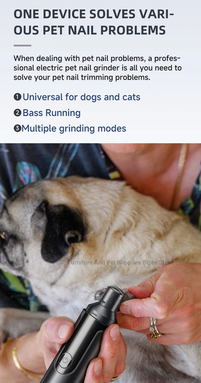 Electric Dog Nail Grinder Pet Nail Clipper USB Rechargeable Pet Nail Trimmers Painless with Polisher Wheel for Small/Large Pets