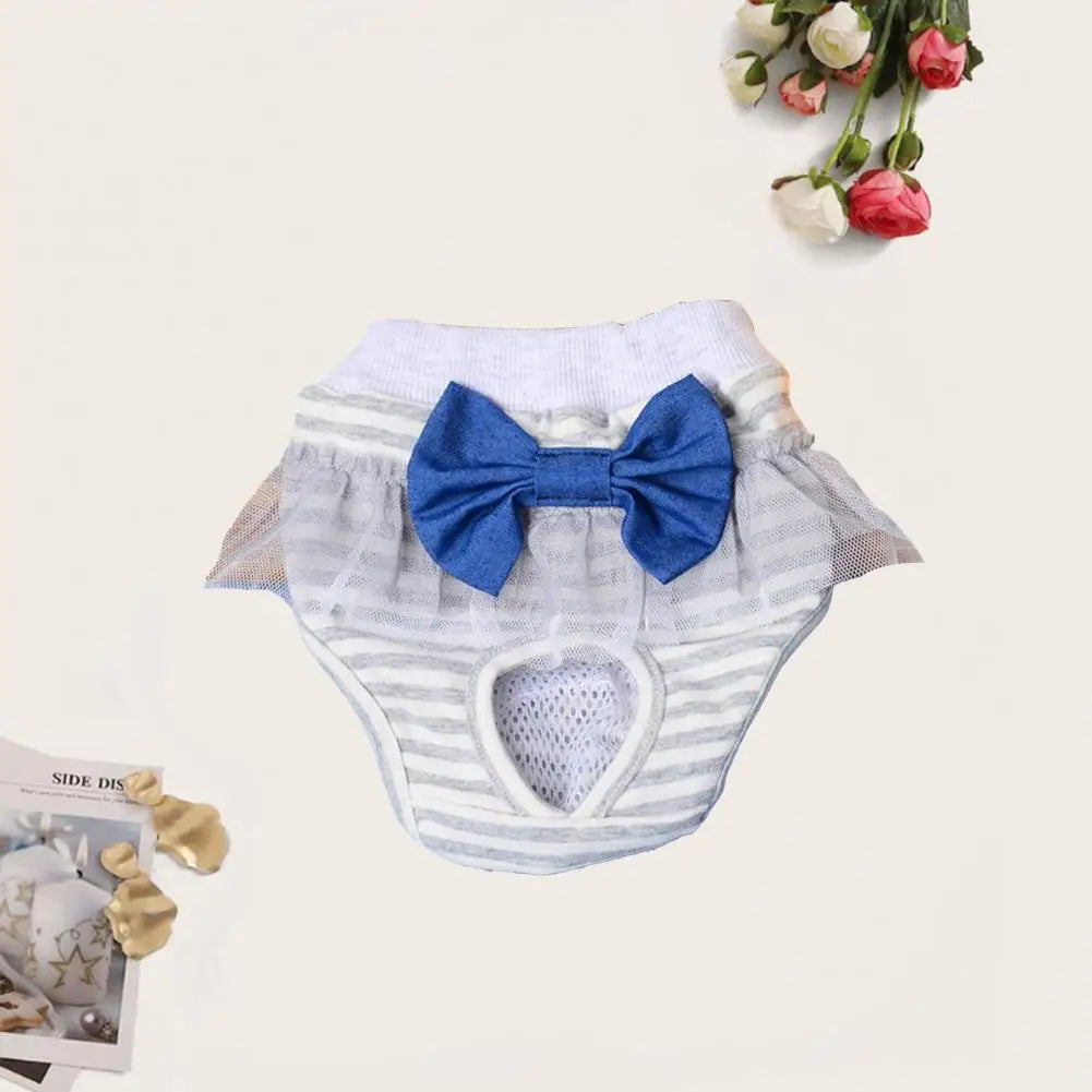 Dog Menstrual Pants Comfortable Anti-harassment Pet Sanitary Pants Breathable Cotton Puppy Bowknot Diaper Clothing Pet Supplies