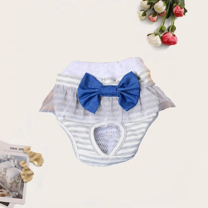 Dog Menstrual Pants Comfortable Anti-harassment Pet Sanitary Pants Breathable Cotton Puppy Bowknot Diaper Clothing Pet Supplies