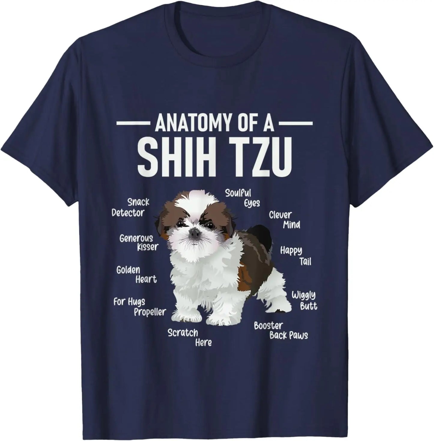 the SHIH TZU ANATOMY - Anatomy of Shih Tzu Animal Dog Breeder Canine Lover T-Shirt, Regular Short Sleeve Tops, O-Neck Casual Style Summer Cotton Tee