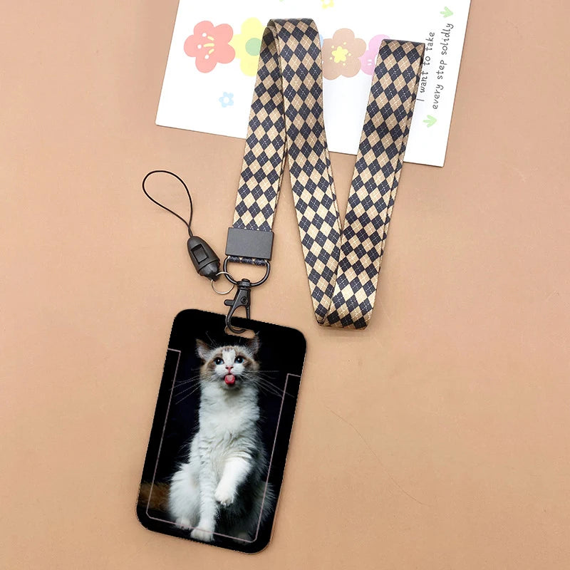 Cat and dog pattern Bank Credit ID Card Student Bus Card Holders Storage Protective Shell Pendant