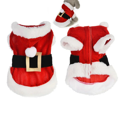 the SANTAPUP WINTER COAT - Santa Christmas Costume Clothes for Pet, Small Dogs Winter Dog Hooded Coat/Jackets, Puppy/Cat Clothing, Chihuahua/Yorkie Gift