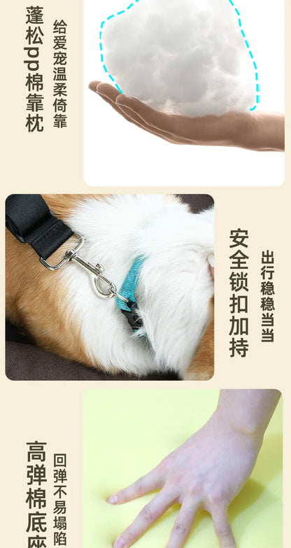 Pet car seat bed cat dog kennel removable washable outdoor car seat cushion safe comfortable suitable for both home travel use