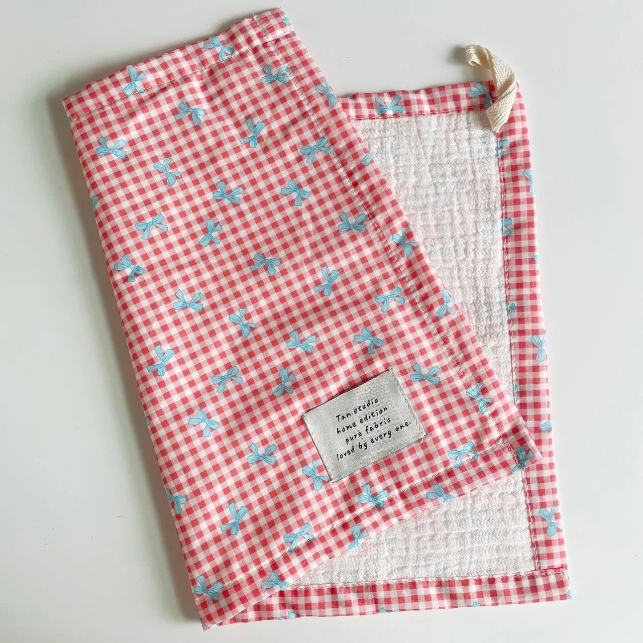 INS Plaid Bow Pet Meal Mat Double-sided Insulation Pad Napkins Cloth Desktop Accessories Shooting Background Cloth