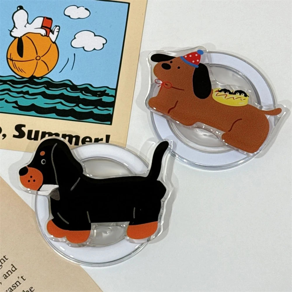 Cute Dachshund Dog Magnetic Holder Grip Tok Griptok Phone Stand Holder Support For iPhone For Pad Magsafe Smart Tok