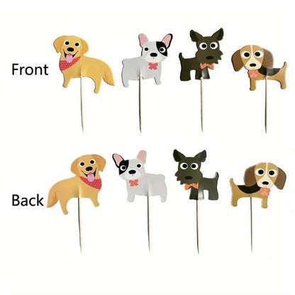 24Pcs Cute Puppy Dog Cupcake Topper Animals Cake Picks Decoration for Kids Birthday Party Baby Shower Pet Themed