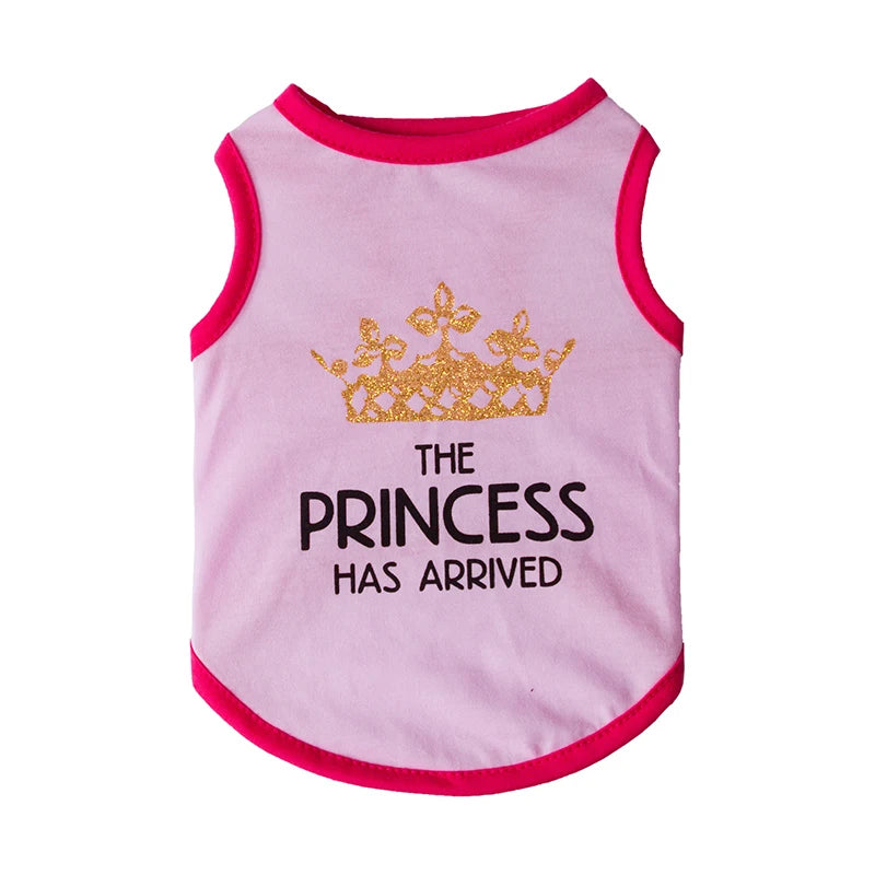 the TINYROYAL PET SHIRT - Princess Crown Dog Vest T-Shirt, Summer Cotton Pet Clothes for Small Dogs, Chihuahua/Poodle Shirts, Puppy Clothing, Prince