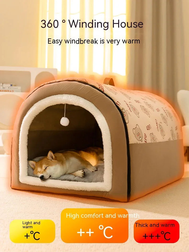 Winter Warm Foldable Pet House Removable Washable Dog Kennel Puppy Cave Sofa Pet Bed House for Large Dog and Small & Medium Cats