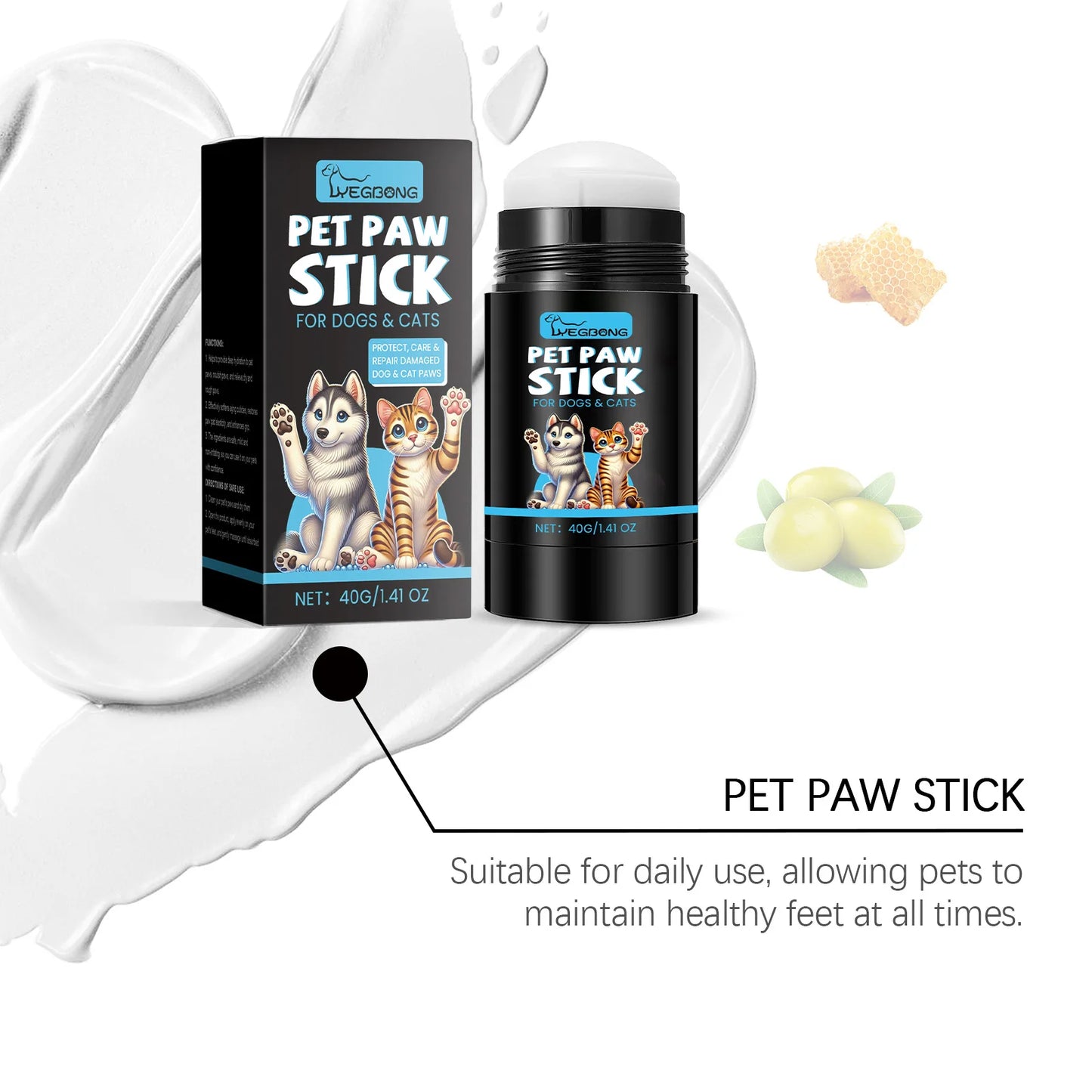 the PET PAW STICK - Pet Paw Balm, Helps Soothe and Protect Dry Cracked Noses/Paws with Natural Dog Paw Oil, Moisturizing Paw Protectant Pet Care
