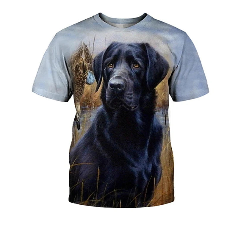 the HUNTING DOG - Hunting Dog Print T-Shirts for Men, Round Neck Short Sleeve Dachshund Graphic Tops, Casual Men/Women T-Shirts