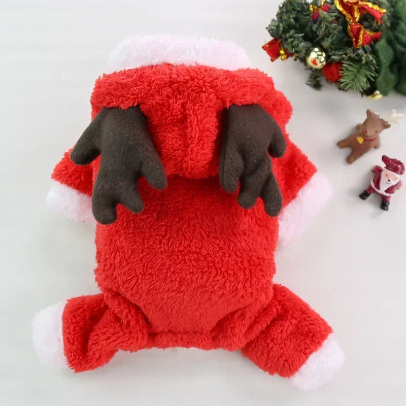 the YULEPAW WINTER COAT - Dog Christmas Clothes, Winter Warm Pet Clothes for Small/Medium Dogs, Elk Santa Claus Dog/Cats Coat Hoodies, Christmas Dogs Costume