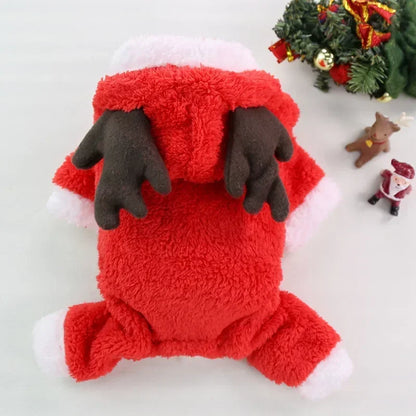 the YULEPAW WINTER COAT - Dog Christmas Clothes, Winter Warm Pet Clothes for Small/Medium Dogs, Elk Santa Claus Dog/Cats Coat Hoodies, Christmas Dogs Costume