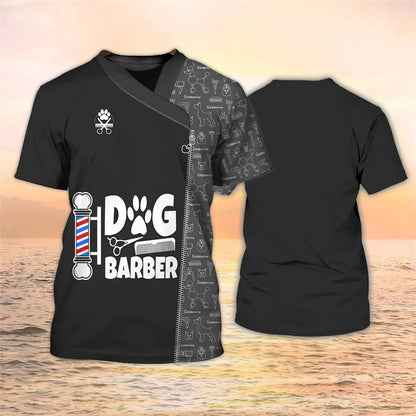 the PET GROOMER - Pet Groomer Shirt, Men's T-Shirts, Unisex Grooming Uniform Tops, Summer Fashion Short Sleeve Workwear Tees, O-Neck Oversized Clothes