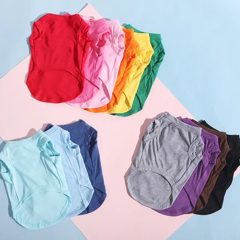 Pure Cotton Dog Shirts Puppy Blank Clothes for Small Medium and Large Dogs Soft Thin T-Shirt  Doggy Vest Cat Bottoming T Shirts