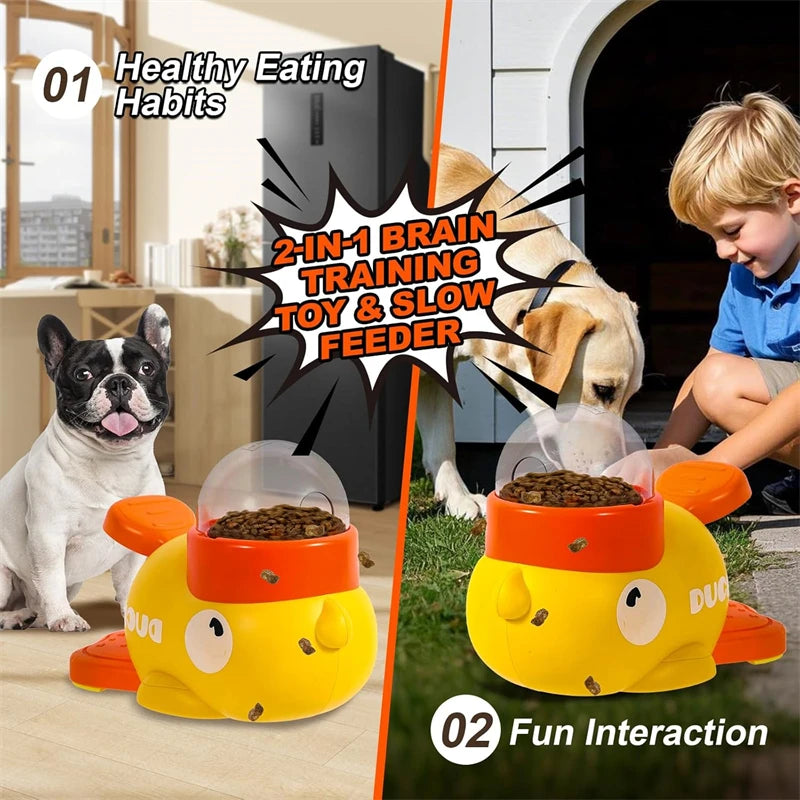 1PCS 2In1 Dog Cat Interactive  Treat Puzzle Toy  Slow Feeder Duck Shape  IQ Training Aid For Small Medium Pets Reduces Bloating
