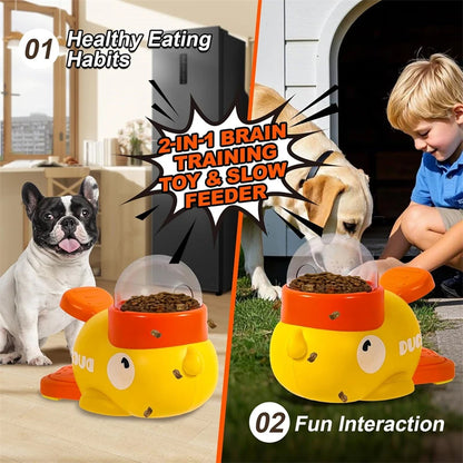 1PCS 2In1 Dog Cat Interactive  Treat Puzzle Toy  Slow Feeder Duck Shape  IQ Training Aid For Small Medium Pets Reduces Bloating