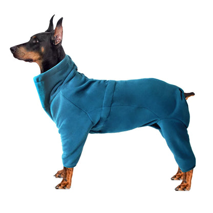 Cozy Polyester Dog Onesie with Safe Zipper Anti-Shedding Warm Pajamas with Feet Comfortable Jumpsuit for Small To Large Breeds
