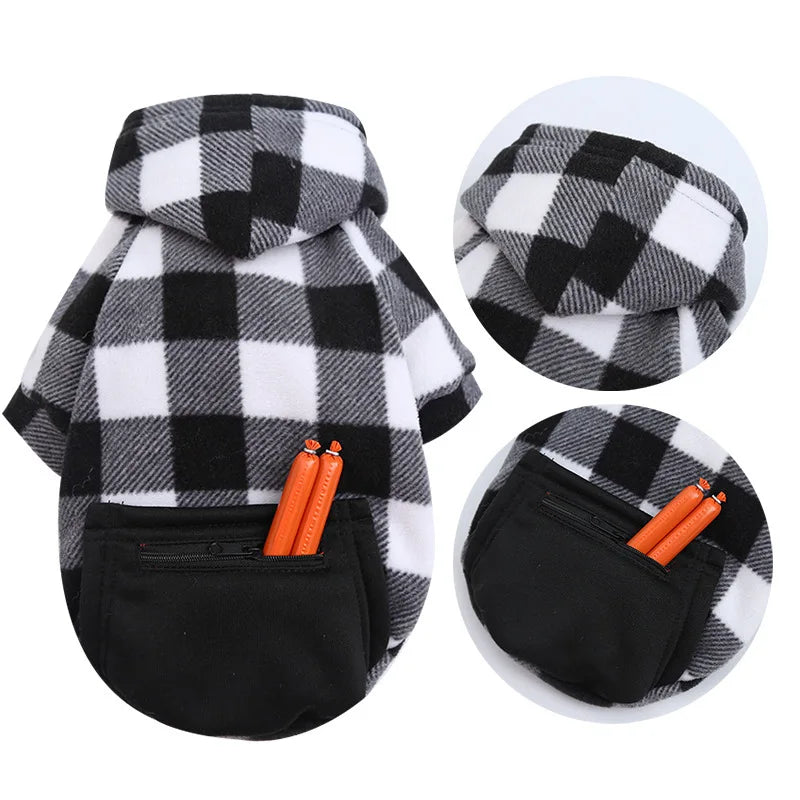 Autumn and Winter Warm Pockets Zipper Small Medium and Large Dog Clothes Pet Cat Teddy Bathroom Clothing Supplies