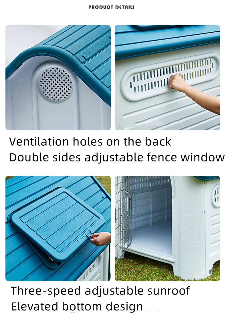 Luxury Dog House Series Outdoor Small Medium Large All Season Rainproof Plastic Kennel Dog House With Window