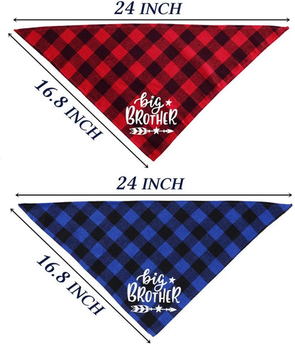 Big Brother Plaid Dog Bandana Pregnancy Announcement Dog Bandana Gender Reveal Photo Prop Pet Scarf Accessories Pet Scarves