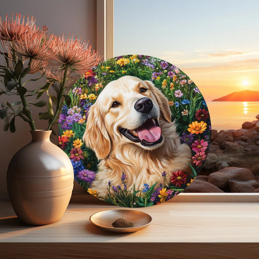 GoldenMeadow Dog Plaque™ Golden Retriever Wall Art | Dog Paw Clothing™