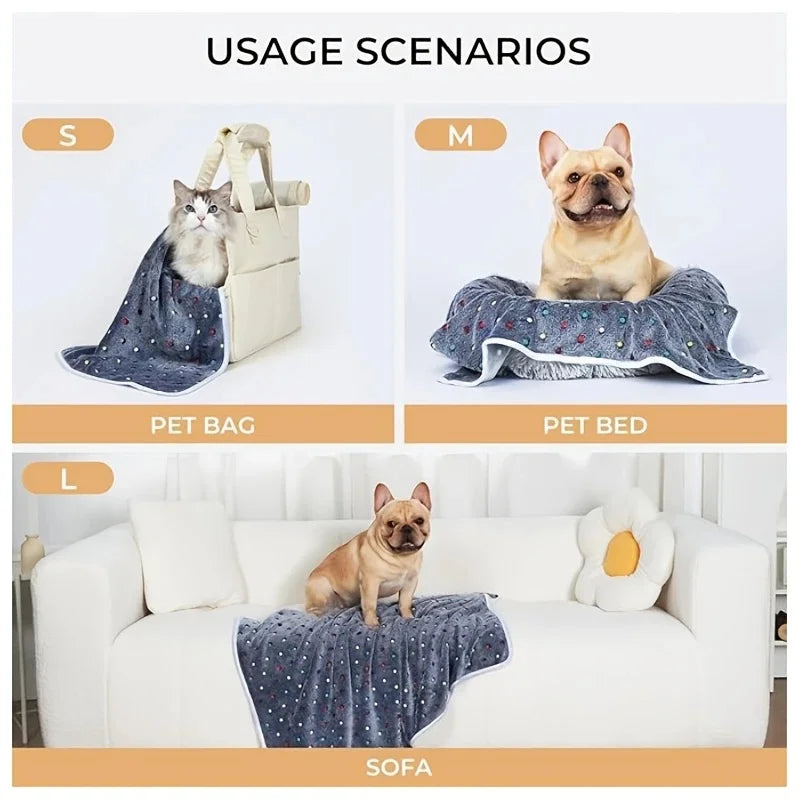 3PCS Soft Fluffy Pet Blanket Cute Dot Pattern Cozy Warm Blanket Cat Dogs Bed Small Large Dogs Mat Cover Pet Supplies Dog clothes