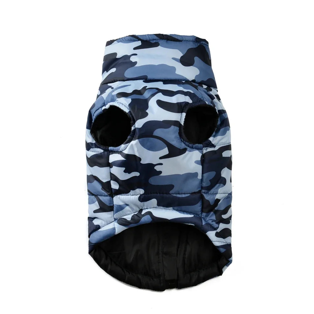 the CAMO COLDFRONT JACKET - Winter Dog Clothes for Medium/Large Dogs, Jacket Waterproof Labrador Coat, Camouflage Print Golden Retriever Outfits, Pet Costume