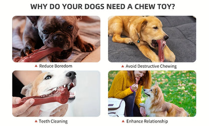 Indestructible Dog Chew Toy for Aggressive Chewers - Durable, Non-Toxic Natural Rubber Bone Shape for Teeth Cleaning