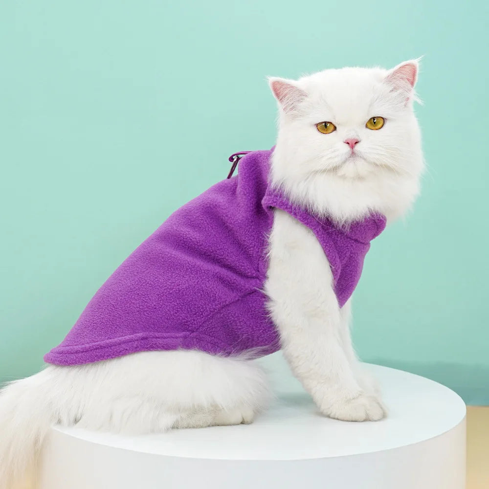 Pet Fleece Vest with Soft and Warm Fleece Sleeveless Design Unconstrained Forelimbs Autumn and Winter Warm Pet Clothing