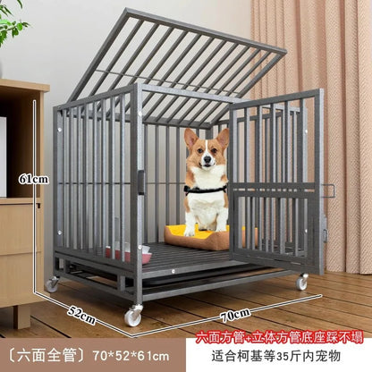 Heavy Duty Dog Cage Large Medium Pet Cage with Toilet Full Square Tube Indoor Dog House