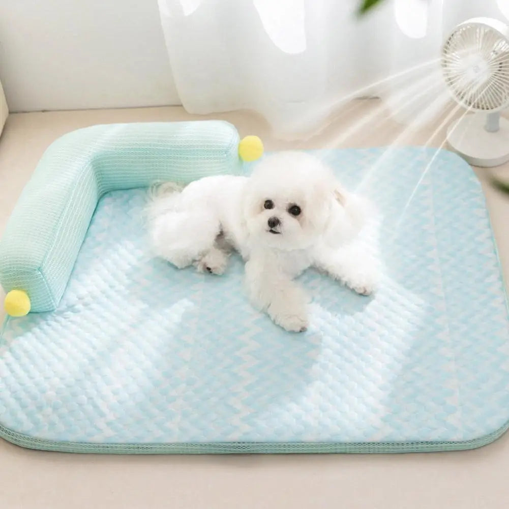 Spring and Summer Upgraded Pillow Sofa Pet Nest, Ice Silk Cat and Dog Cooling Pad, Washable Bottom Waterproof and Anti slip