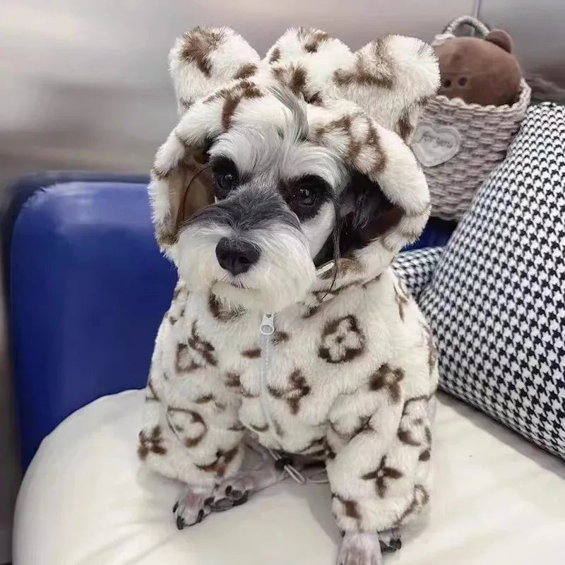 Winter Warm Dogs Coat Leopard Print Small Breed Dogs Clothes Fancy Luxury Coats Puppy Female Schnauzer Pet Clothing Supplies